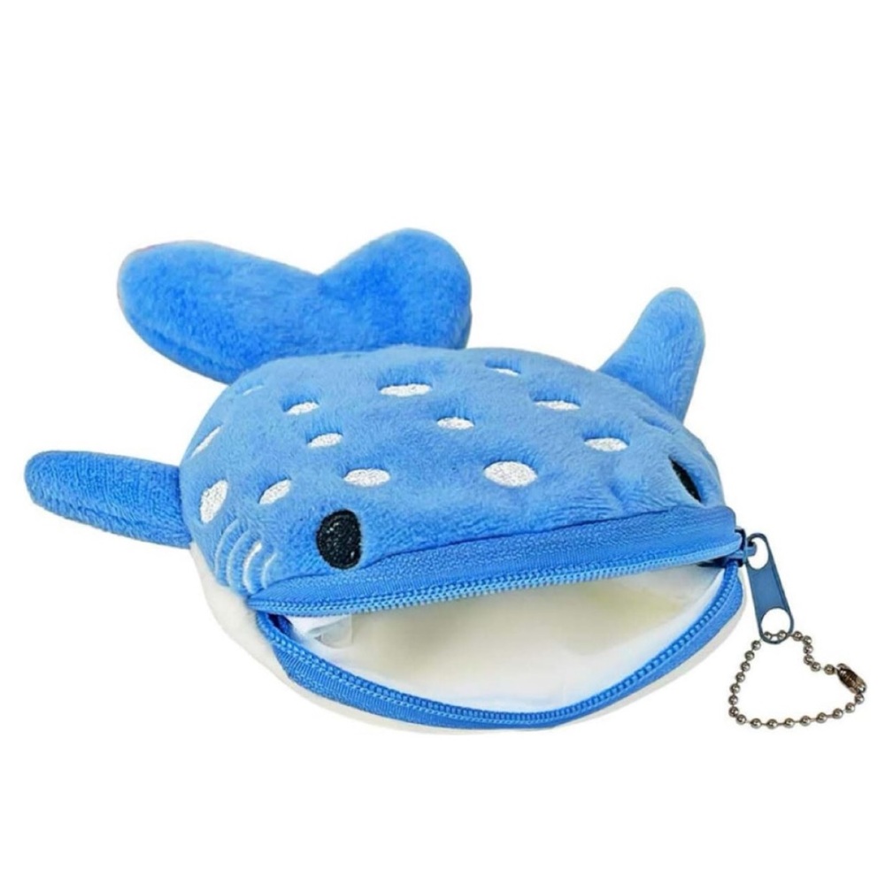 NEW Shark Bag Charm Zip Pouch Mini Bag Cute Adorable Keychain Blue Plush